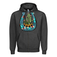 Charcoal Heather cactus horseshoe Zipper Hoodie - JahusDesignShop