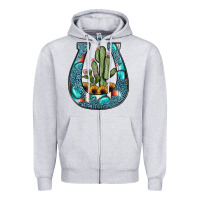 Heather Grey cactus horseshoe Zipper Hoodie - JahusDesignShop