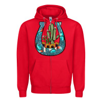 Red cactus horseshoe Zipper Hoodie - JahusDesignShop