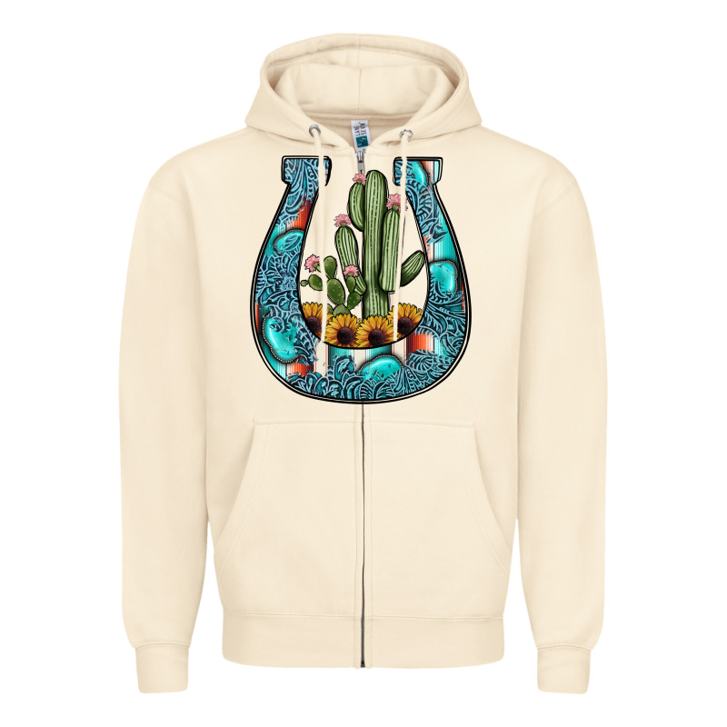 Cactus Horseshoe Zipper Hoodie by JahusDesignShop | Teevron