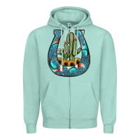 Seafoam cactus horseshoe Zipper Hoodie - JahusDesignShop