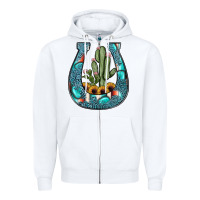 White cactus horseshoe Zipper Hoodie - JahusDesignShop