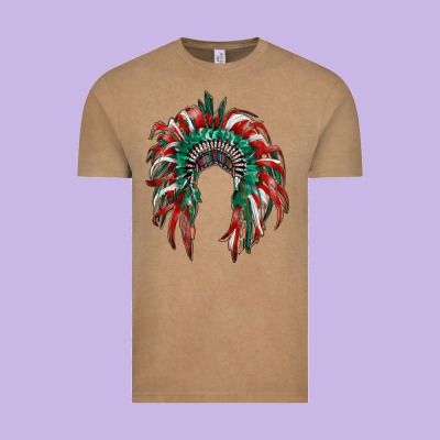 Mexican Flag Indian Headdress Vintage Tee Designed By Ranaportraitstore