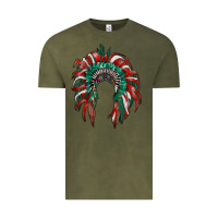 Vintage Olive mexican flag indian headdress Vintage Tee - RanaPortraitStore