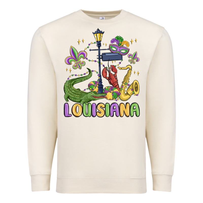 Louisiana Mardi Gras Premium Sweatshirt by MaliasSmallBusiness | Teevron