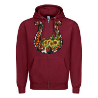 Burgundy horseshoe sunflower Zipper Hoodie - JahusDesignShop