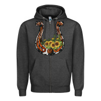 Charcoal Heather horseshoe sunflower Zipper Hoodie - JahusDesignShop