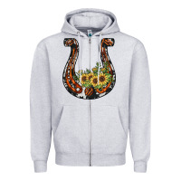 Heather Grey horseshoe sunflower Zipper Hoodie - JahusDesignShop