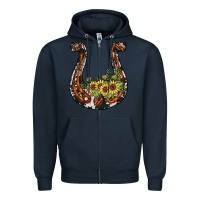 Navy horseshoe sunflower Zipper Hoodie - JahusDesignShop