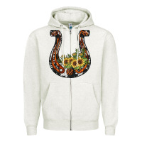 Oatmeal Heather horseshoe sunflower Zipper Hoodie - JahusDesignShop