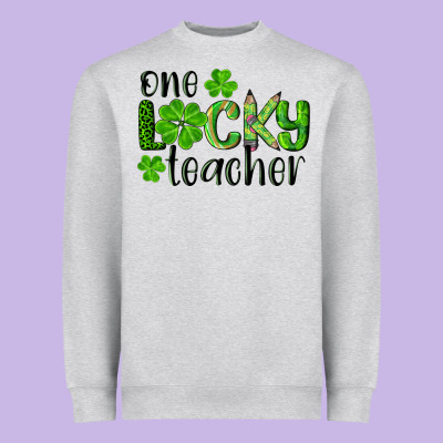 St. Patrick's Day One Lucky Teacher Heavyweight Sweatshirt Designed By Ranaportraitstore