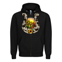 Black horseshoe sunset Zipper Hoodie - JahusDesignShop