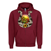 Burgundy horseshoe sunset Zipper Hoodie - JahusDesignShop