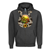 Charcoal Heather horseshoe sunset Zipper Hoodie - JahusDesignShop