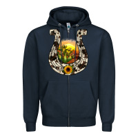Navy horseshoe sunset Zipper Hoodie - JahusDesignShop