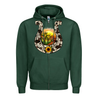 Sports Green horseshoe sunset Zipper Hoodie - JahusDesignShop