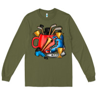 Army Green hockey coffee Long Sleeve Tee - AdoDesignShop