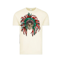 Mexican Flag Indian Headdress With  Skull Vintage Tee | Teevron