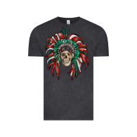 Vintage Black mexican flag indian headdress with  skull Vintage Tee - RanaPortraitStore