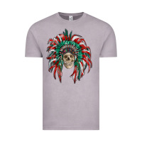 Vintage Zinc mexican flag indian headdress with  skull Vintage Tee - RanaPortraitStore