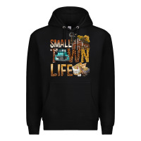 Black Small Town Life Premium Hoodie - BundleAndBundleShop