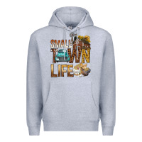 Heather Grey Small Town Life Premium Hoodie - BundleAndBundleShop