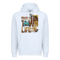 White Small Town Life Premium Hoodie - BundleAndBundleShop