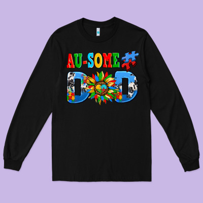 Ausome Autism Dad Long Sleeve Tee Designed By Adodesignshop