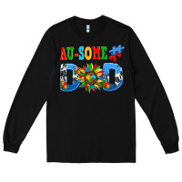 Black ausome autism dad Long Sleeve Tee - AdoDesignShop