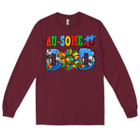 Burgundy ausome autism dad Long Sleeve Tee - AdoDesignShop