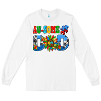 White ausome autism dad Long Sleeve Tee - AdoDesignShop