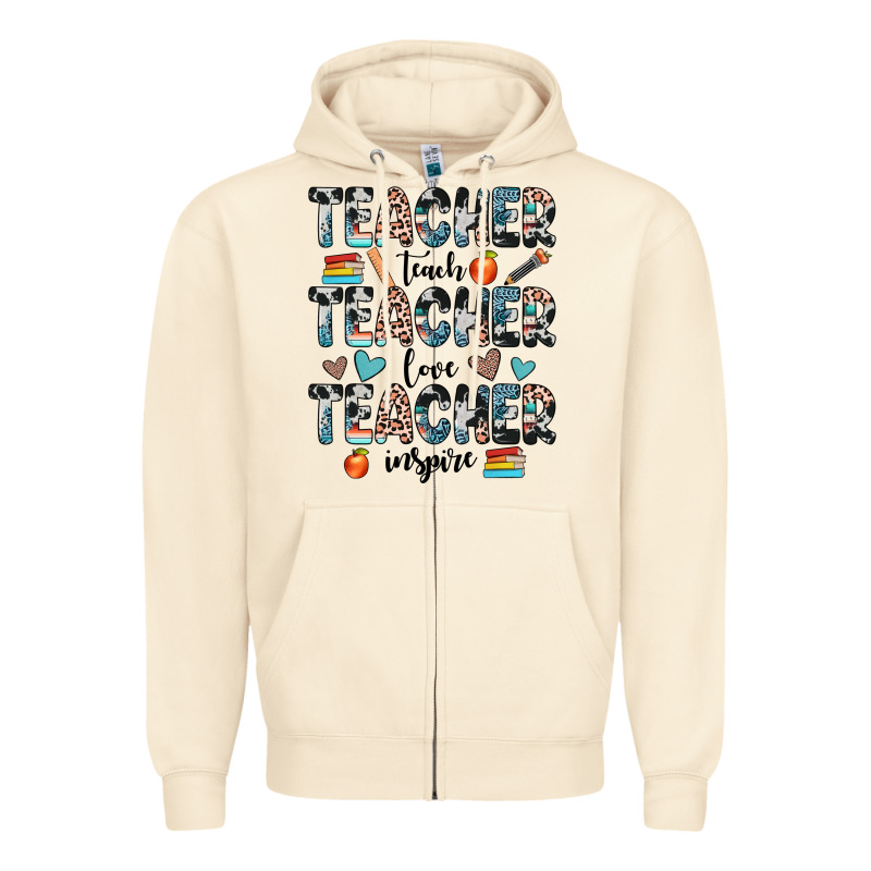 Teacher Teach Love Inspire Zipper Hoodie by JahusDesignShop | Teevron