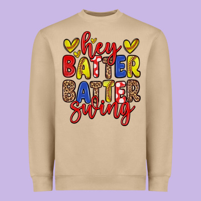 Hey Batter Batter Swing Softball Heavyweight Sweatshirt Designed By Zillion Design Studio