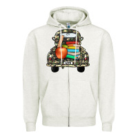 Oatmeal Heather farm truck,back to school Zipper Hoodie - JahusDesignShop