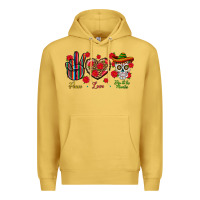 Antique Gold Peace Love Dia De Los Muertos Premium Hoodie - BundleAndBundleShop