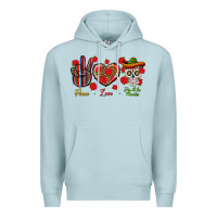 Blue Mist Peace Love Dia De Los Muertos Premium Hoodie - BundleAndBundleShop