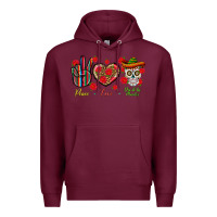 Burgundy Peace Love Dia De Los Muertos Premium Hoodie - BundleAndBundleShop