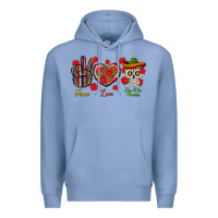 Colony Blue Peace Love Dia De Los Muertos Premium Hoodie - BundleAndBundleShop