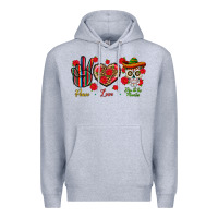 Heather Grey Peace Love Dia De Los Muertos Premium Hoodie - BundleAndBundleShop