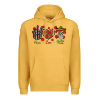 Mustard Peace Love Dia De Los Muertos Premium Hoodie - BundleAndBundleShop