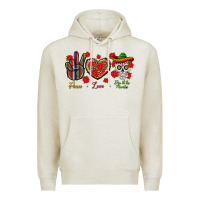 Oatmeal Heather Peace Love Dia De Los Muertos Premium Hoodie - BundleAndBundleShop