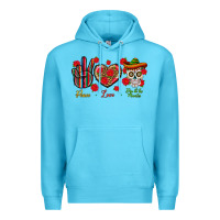 Ocean Blue Peace Love Dia De Los Muertos Premium Hoodie - BundleAndBundleShop