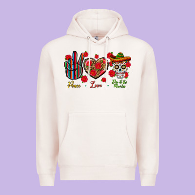 Peace Love Dia De Los Muertos Premium Hoodie Designed By Bundleandbundleshop