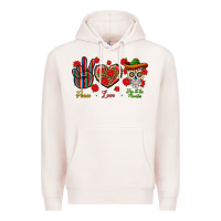 Pale Pink Peace Love Dia De Los Muertos Premium Hoodie - BundleAndBundleShop