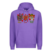 Purple Peace Love Dia De Los Muertos Premium Hoodie - BundleAndBundleShop