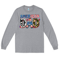Heather Grey American dad Long Sleeve Tee - AdoDesignShop
