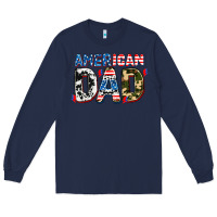 Navy American dad Long Sleeve Tee - AdoDesignShop