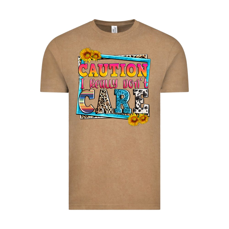 Caution I Really Don't Care Vintage Tee by Zillion Design Studio | Teevron