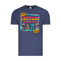 Vintage Denim caution i really don't care Vintage Tee - Zillion Design Studio