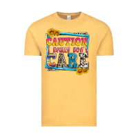 Vintage Mustard caution i really don't care Vintage Tee - Zillion Design Studio